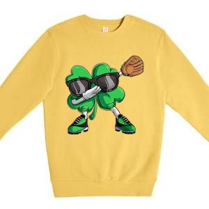 Dabbing Shamrock Baseball, St Patricks Day Premium Crewneck Sweatshirt