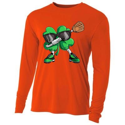 Dabbing Shamrock Baseball, St Patricks Day Cooling Performance Long Sleeve Crew