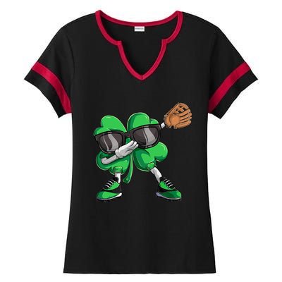 Dabbing Shamrock Baseball, St Patricks Day Ladies Halftime Notch Neck Tee