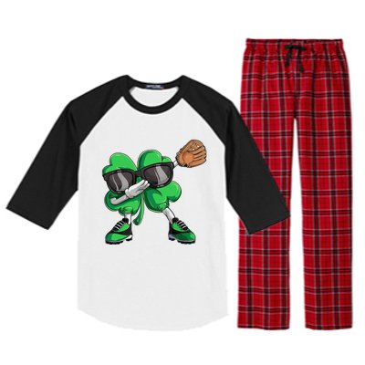 Dabbing Shamrock Baseball, St Patricks Day Raglan Sleeve Pajama Set