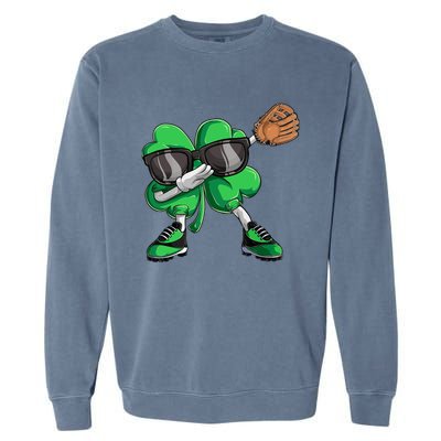 Dabbing Shamrock Baseball, St Patricks Day Garment-Dyed Sweatshirt