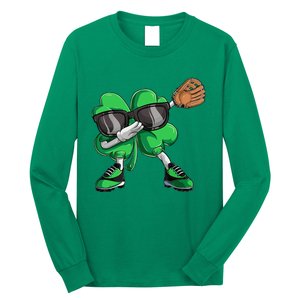 Dabbing Shamrock Baseball, St Patricks Day Long Sleeve Shirt