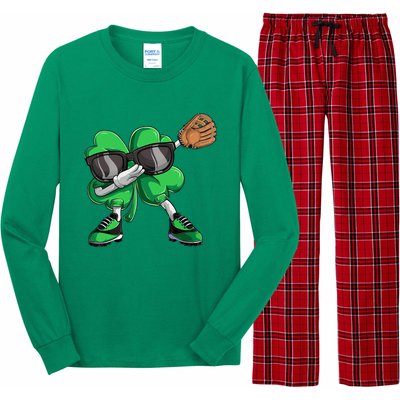 Dabbing Shamrock Baseball, St Patricks Day Long Sleeve Pajama Set