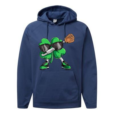 Dabbing Shamrock Baseball, St Patricks Day Performance Fleece Hoodie