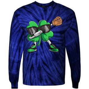 Dabbing Shamrock Baseball, St Patricks Day Tie-Dye Long Sleeve Shirt