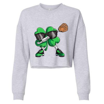 Dabbing Shamrock Baseball, St Patricks Day Cropped Pullover Crew