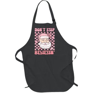 DonT Stop Believin Santa Illustration Full-Length Apron With Pockets