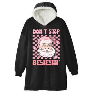 DonT Stop Believin Santa Illustration Hooded Wearable Blanket