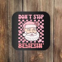 DonT Stop Believin Santa Illustration Coaster