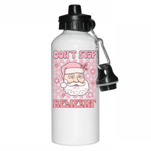 DonT Stop Believin Santa Illustration Aluminum Water Bottle