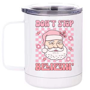 DonT Stop Believin Santa Illustration 12 oz Stainless Steel Tumbler Cup