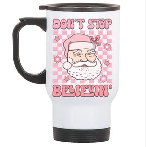 DonT Stop Believin Santa Illustration Stainless Steel Travel Mug