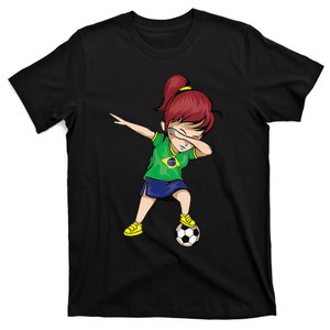 Dabbing Soccer Brazil Jersey Girls Brazilian Football T-Shirt