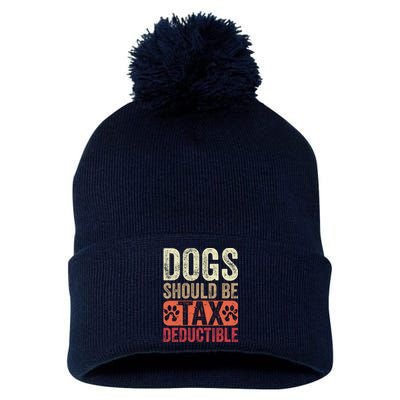 Dogs Should Be Tax Deductible Dog Lovers Owners Retro Funny Pom Pom 12in Knit Beanie