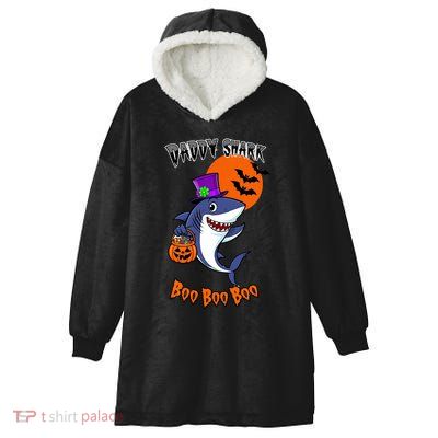 Daddy Shark Boo Boo Boo Funny Family Shark Halloween Hooded Wearable Blanket