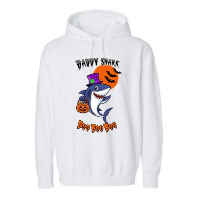 Daddy Shark Boo Boo Boo Funny Family Shark Halloween Garment-Dyed Fleece Hoodie