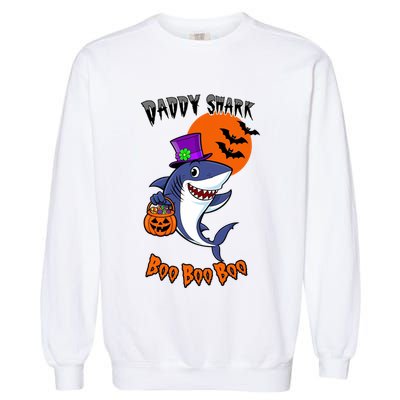 Daddy Shark Boo Boo Boo Funny Family Shark Halloween Garment-Dyed Sweatshirt