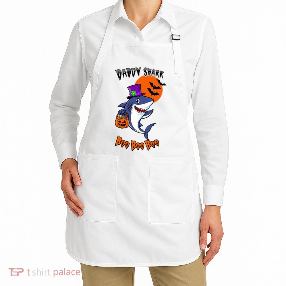 Daddy Shark Boo Boo Boo Funny Family Shark Halloween Apron