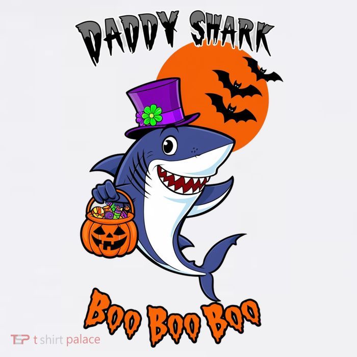 Daddy Shark Boo Boo Boo Funny Family Shark Halloween Button