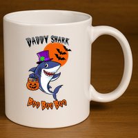 Daddy Shark Boo Boo Boo Funny Family Shark Halloween 11oz C Handle Ceramic Mug
