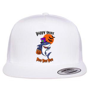 Daddy Shark Boo Boo Boo Funny Family Shark Halloween Flat Bill Trucker Hat