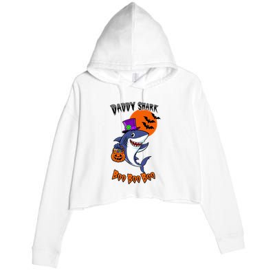 Daddy Shark Boo Boo Boo Funny Family Shark Halloween Crop Fleece Hoodie