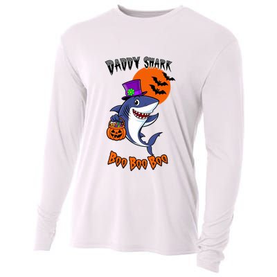Daddy Shark Boo Boo Boo Funny Family Shark Halloween Cooling Performance Long Sleeve Crew