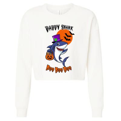 Daddy Shark Boo Boo Boo Funny Family Shark Halloween Cropped Pullover Crew