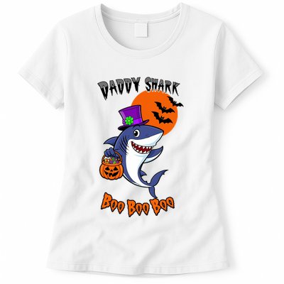 Daddy Shark Boo Boo Boo Funny Family Shark Halloween Womens T-Shirt