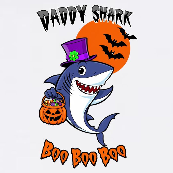 Daddy Shark Boo Boo Boo Funny Family Shark Halloween Short Acrylic Beanie