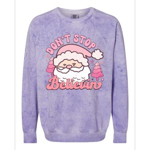 DonT Stop Believin Santa Claus Graphic Colorblast Crewneck Sweatshirt