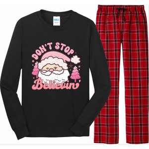 DonT Stop Believin Santa Claus Graphic Long Sleeve Pajama Set