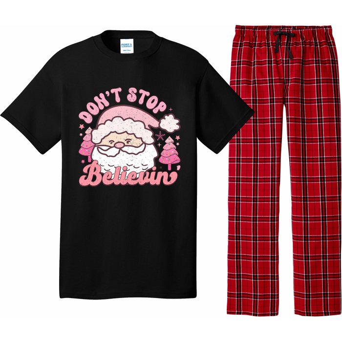 DonT Stop Believin Santa Claus Graphic Pajama Set