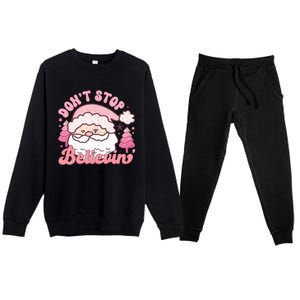 DonT Stop Believin Santa Claus Graphic Premium Crewneck Sweatsuit Set