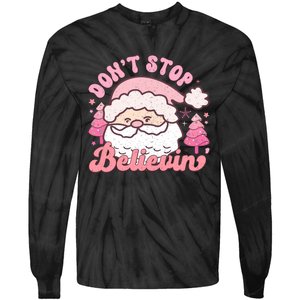 DonT Stop Believin Santa Claus Graphic Tie-Dye Long Sleeve Shirt