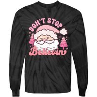 DonT Stop Believin Santa Claus Graphic Tie-Dye Long Sleeve Shirt