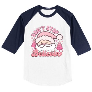 DonT Stop Believin Santa Claus Graphic Baseball Sleeve Shirt