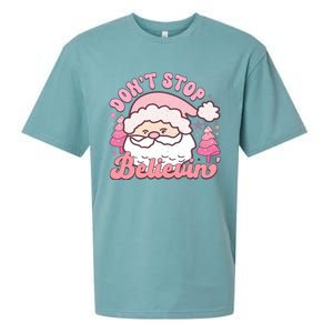 DonT Stop Believin Santa Claus Graphic Sueded Cloud Jersey T-Shirt