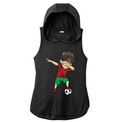 Dabbing Soccer Boy Morocco Jersey Moroccan Football Ladies PosiCharge Tri-Blend Wicking Draft Hoodie Tank