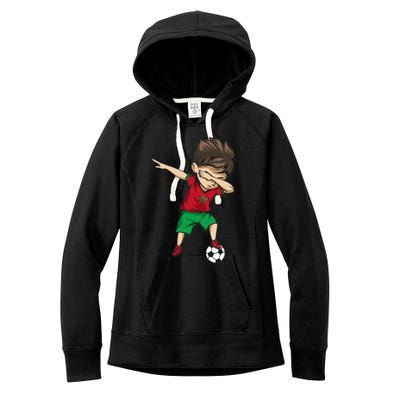 Dabbing Soccer Boy Morocco Jersey Moroccan Football Women's Fleece Hoodie