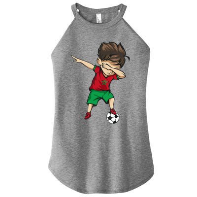 Dabbing Soccer Boy Morocco Jersey Moroccan Football Women’s Perfect Tri Rocker Tank