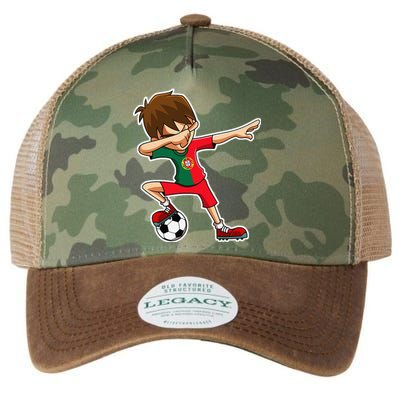 Dabbing Soccer Boy Portugal Jersey Portuguese Dab Gift Legacy Tie Dye Trucker Hat