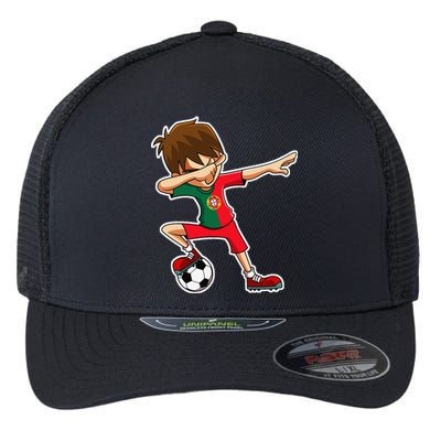 Dabbing Soccer Boy Portugal Jersey Portuguese Dab Gift Flexfit Unipanel Trucker Cap