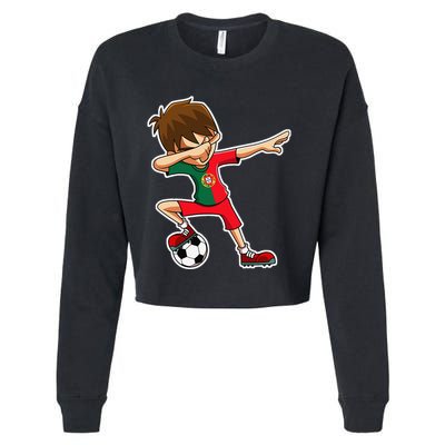 Dabbing Soccer Boy Portugal Jersey Portuguese Dab Gift Cropped Pullover Crew