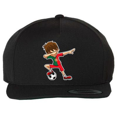 Dabbing Soccer Boy Portugal Jersey Portuguese Dab Gift Wool Snapback Cap