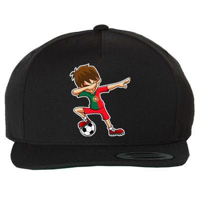 Dabbing Soccer Boy Portugal Jersey Portuguese Dab Gift Wool Snapback Cap