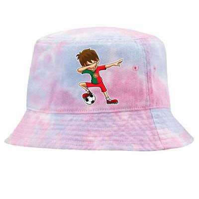 Dabbing Soccer Boy Portugal Jersey Portuguese Dab Gift Tie-Dyed Bucket Hat