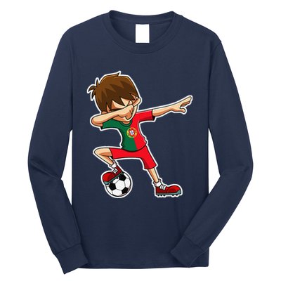 Dabbing Soccer Boy Portugal Jersey Portuguese Dab Gift Long Sleeve Shirt