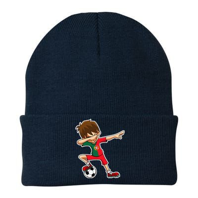 Dabbing Soccer Boy Portugal Jersey Portuguese Dab Gift Knit Cap Winter Beanie