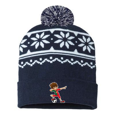 Dabbing Soccer Boy Portugal Jersey Portuguese Dab Gift USA-Made Snowflake Beanie